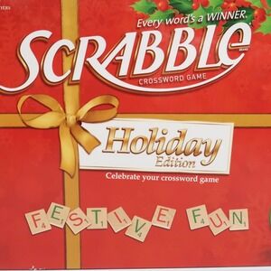 SCRABBLE Crossword Game Holiday Edition Christmas Fun Hasbro 2011 100% Complete